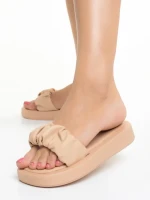 Papuci dama bej din piele ecologica Imbi