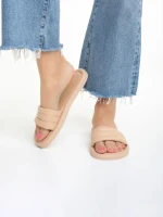 Papuci dama bej inchis din piele ecologica Gerel