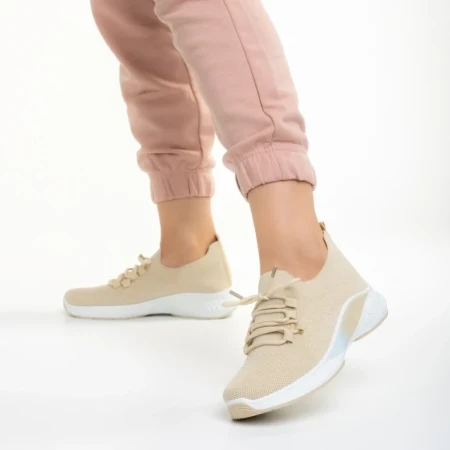 Pantofi sport dama bej din material textil Matrona