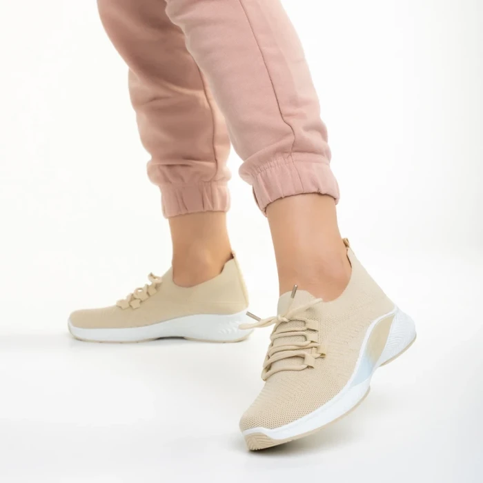 Pantofi sport dama bej din material textil Matrona