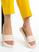 Papuci dama bej deschis din piele ecologica Gerel