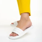 Papuci dama albi din piele ecologica Gerel