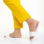 Papuci dama albi din piele ecologica Gerel