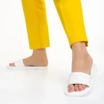 Papuci dama albi din piele ecologica Gerel