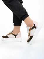 Pantofi sport dama bej cu roz din piele ecologica Jaylin