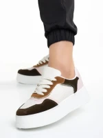 Pantofi sport dama bej cu roz din piele ecologica Jaylin