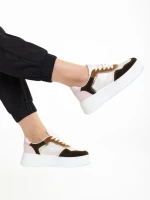 Pantofi sport dama bej cu roz din piele ecologica Jaylin
