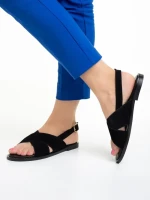 Sandale dama Girlhood negre din piele intoarsa Alvina