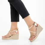 Sandale dama Girlhood aurii din piele naturala Basira