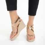 Sandale dama Girlhood aurii din piele naturala Basira