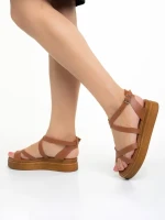 Sandale dama Girlhood camel din piele naturala Areti