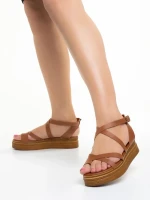 Sandale dama Girlhood camel din piele naturala Areti