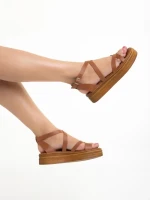 Sandale dama Girlhood camel din piele naturala Areti