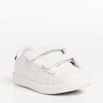 Pantofi sport copii albi cu negru din piele ecologica Barney