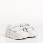 Pantofi sport copii albi cu negru din piele ecologica Barney