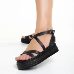 Sandale dama Girlhood negre din piele naturala Areti