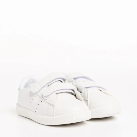 Pantofi sport copii albi cu verde din piele ecologica Barney