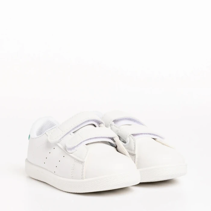 Pantofi sport copii albi cu verde din piele ecologica Barney
