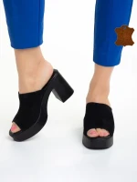 Papuci dama Girlhood negre din piele intoarsa Anisa