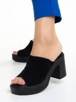 Papuci dama Girlhood negre din piele intoarsa Anisa