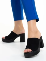 Papuci dama Girlhood negre din piele intoarsa Anisa