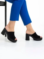 Papuci dama Girlhood negre din piele intoarsa Anisa