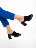 Papuci dama Girlhood negre din piele intoarsa Anisa