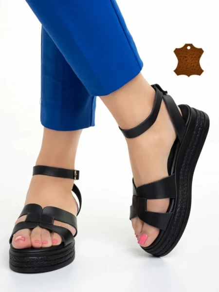 Sandale dama Girlhood negre din piele naturala Caderina