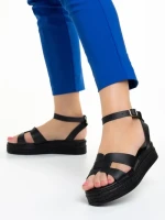 Sandale dama Girlhood negre din piele naturala Caderina