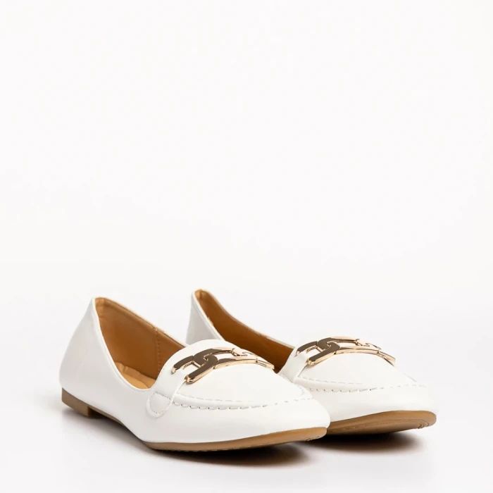 Mocasini dama albi din piele ecologica Aelia