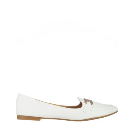 Mocasini dama albi din piele ecologica Aelia