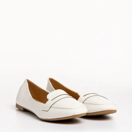 Mocasini dama albi din piele ecologica Adelais