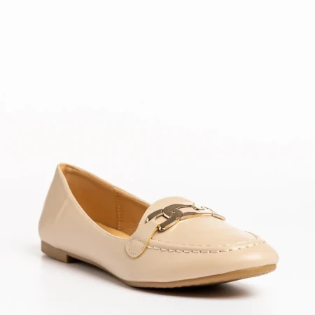 Mocasini dama bej din piele ecologica Aelia