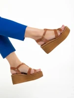 Sandale dama Girlhood camel din piele naturala Afroditi