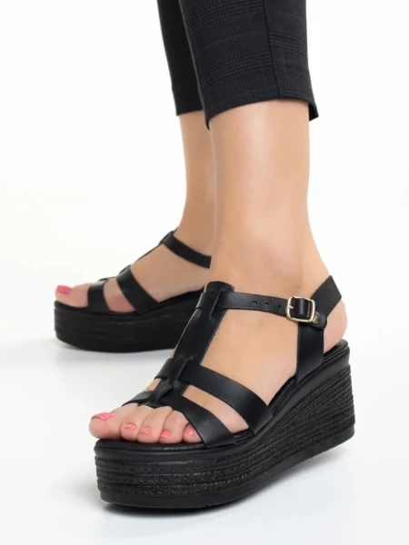 Sandale dama Girlhood negre din piele naturala Afroditi