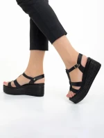 Sandale dama Girlhood negre din piele naturala Afroditi