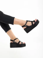 Sandale dama Girlhood negre din piele naturala Afroditi