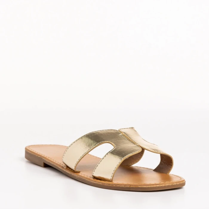Papuci dama aurii din piele ecologica Aveza