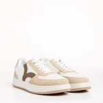 Pantofi sport dama albi cu bej din piele ecologica Criseida