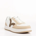 Pantofi sport dama albi cu bej din piele ecologica Criseida