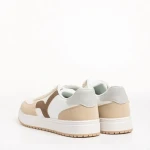 Pantofi sport dama albi cu bej din piele ecologica Criseida