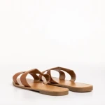 Papuci dama camel din piele ecologica Aveza