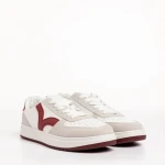 Pantofi sport dama albi cu rosu din piele ecologica Criseida