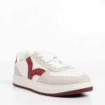 Pantofi sport dama albi cu rosu din piele ecologica Criseida