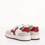 Pantofi sport dama albi cu rosu din piele ecologica Criseida