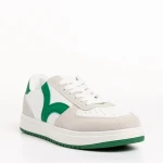 Pantofi sport dama albi cu verde din piele ecologica Criseida