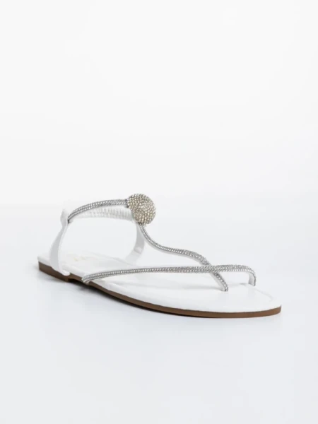 Sandale dama albe din piele ecologica Aleyna