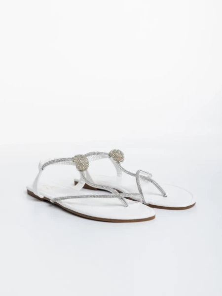 Sandale dama albe din piele ecologica Aleyna