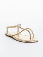 Sandale dama aurii din piele ecologica Aleyna