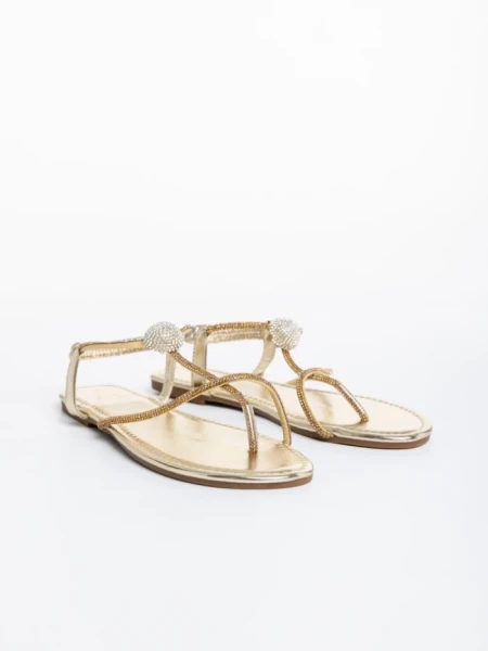 Sandale dama aurii din piele ecologica Aleyna